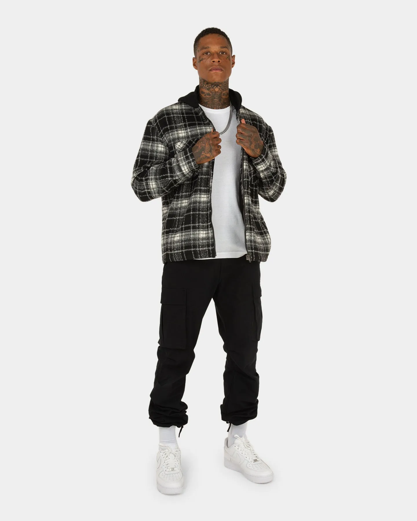 XXIII Albina Flannel Hood Shacket Black/White