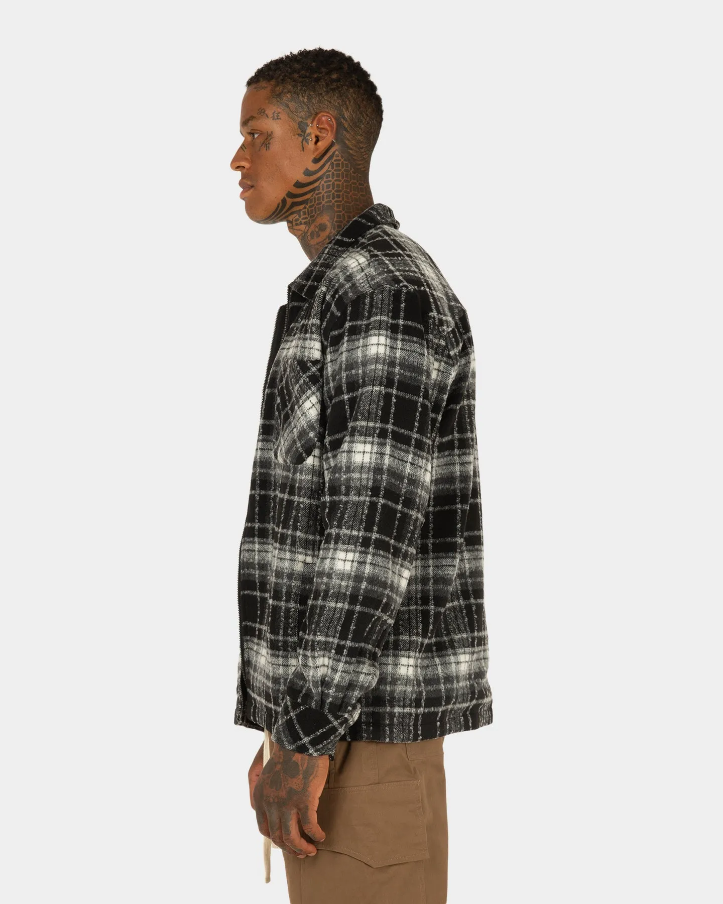 XXIII Vitus Zip Up Flannel Shacket Black/White