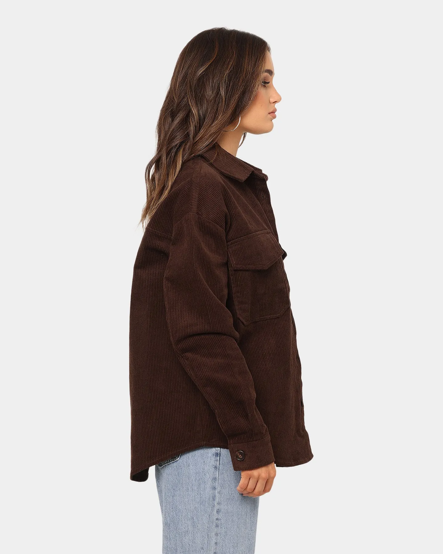 XXIII Women's Tori Corduroy Shacket Chocolate