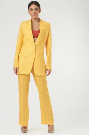 Yellow Double Breasted Formal linen blazer