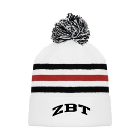 ZBT White Hockey Knit Beanie